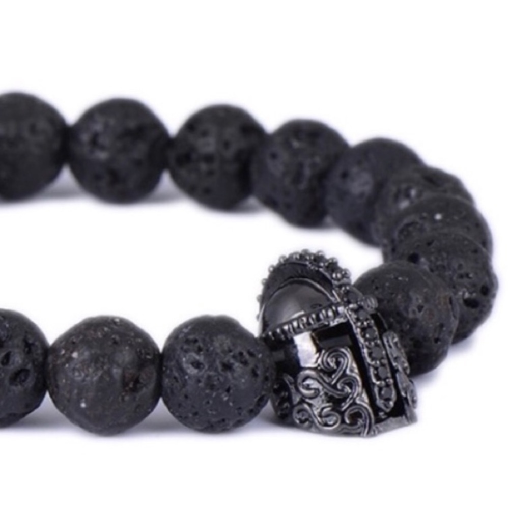 Black lava rock black rodhium cz gladiator helmet - Picture 5 of 8